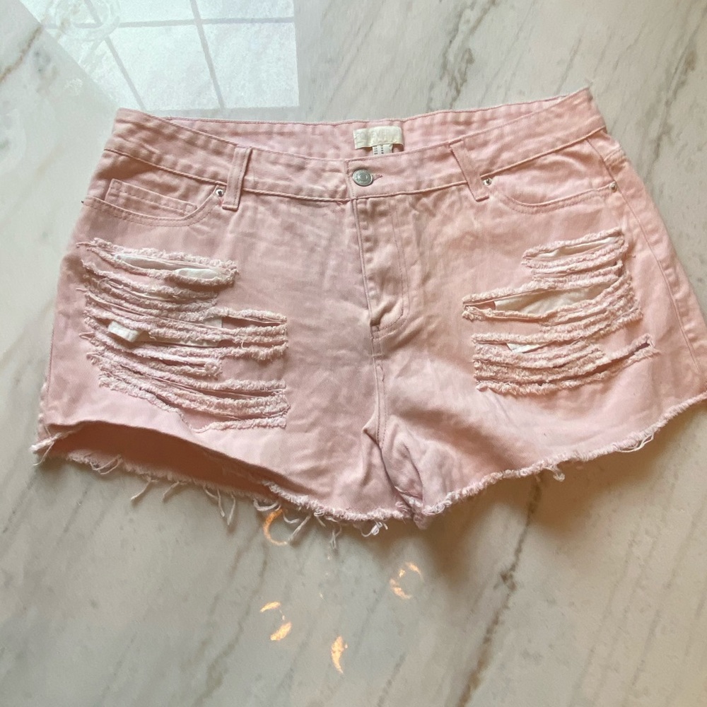 Distressed Pastel Pink Shorts